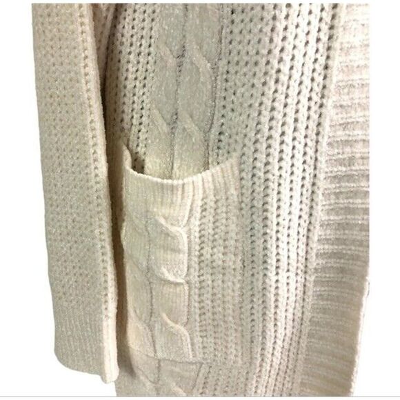 Ivory Chenille Knit Open Front Long Cardigan - Picture 5 of 10